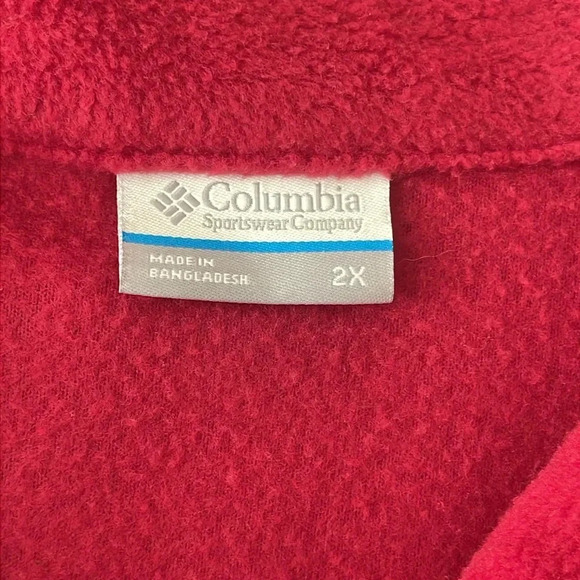 Columbia Pink/Red Fleece Zip Up Vest Jacket Sleeveless Collared Pockets Size 2X - Picture 3 of 5